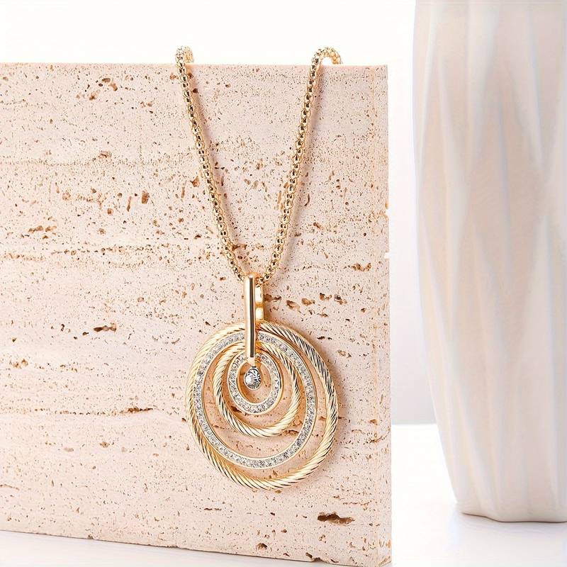 18K Gold-Plated Retro Style Stainless Steel Pendant Golden Pendant Necklace